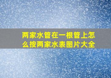 两家水管在一根管上怎么按两家水表图片大全