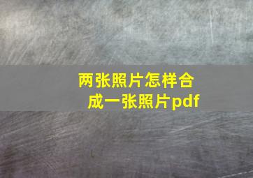 两张照片怎样合成一张照片pdf