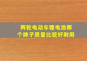 两轮电动车锂电池哪个牌子质量比较好耐用