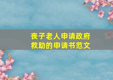 丧子老人申请政府救助的申请书范文