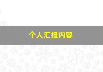 个人汇报内容