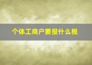 个体工商户要报什么税