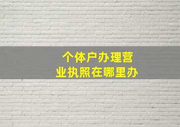 个体户办理营业执照在哪里办