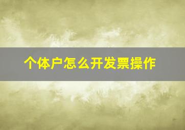 个体户怎么开发票操作