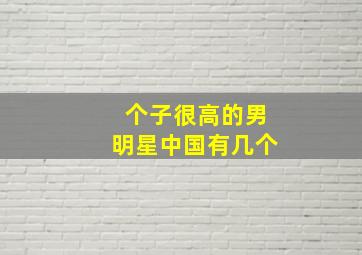 个子很高的男明星中国有几个