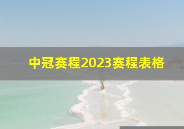 中冠赛程2023赛程表格