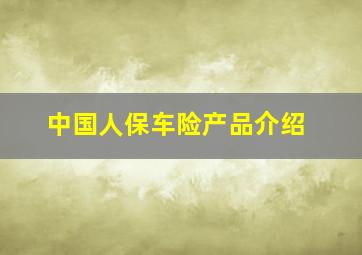 中国人保车险产品介绍