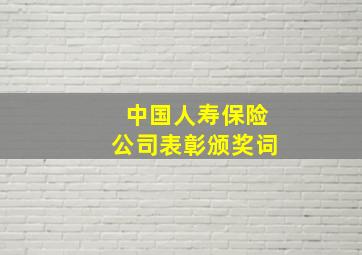 中国人寿保险公司表彰颁奖词