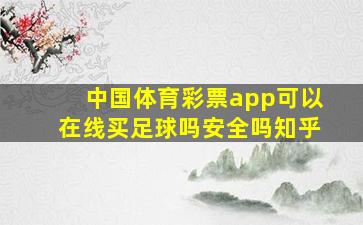 中国体育彩票app可以在线买足球吗安全吗知乎