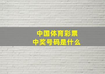 中国体育彩票中奖号码是什么