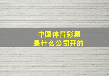 中国体育彩票是什么公司开的