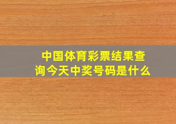 中国体育彩票结果查询今天中奖号码是什么