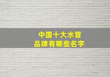 中国十大水管品牌有哪些名字