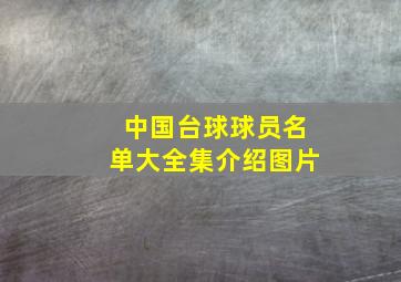 中国台球球员名单大全集介绍图片