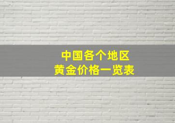 中国各个地区黄金价格一览表