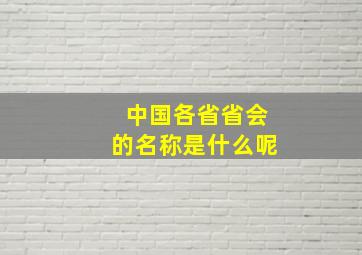 中国各省省会的名称是什么呢