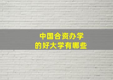 中国合资办学的好大学有哪些