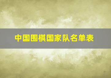 中国围棋国家队名单表