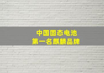 中国固态电池第一名麒麟品牌