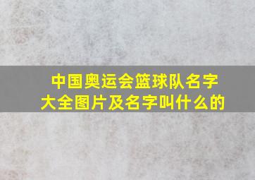 中国奥运会篮球队名字大全图片及名字叫什么的