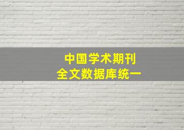 中国学术期刊全文数据库统一