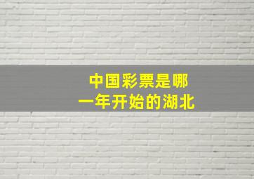 中国彩票是哪一年开始的湖北