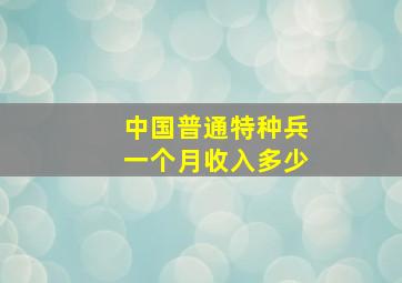 中国普通特种兵一个月收入多少