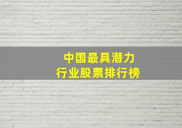 中国最具潜力行业股票排行榜