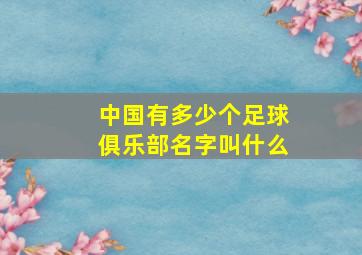 中国有多少个足球俱乐部名字叫什么