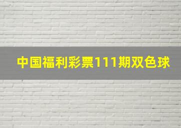 中国福利彩票111期双色球