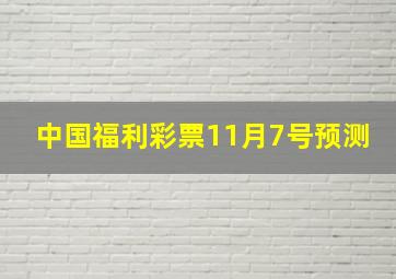 中国福利彩票11月7号预测