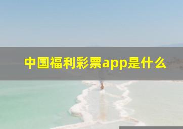 中国福利彩票app是什么