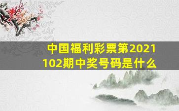 中国福利彩票第2021102期中奖号码是什么