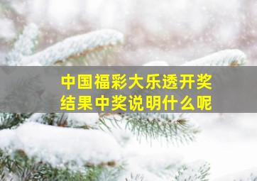 中国福彩大乐透开奖结果中奖说明什么呢