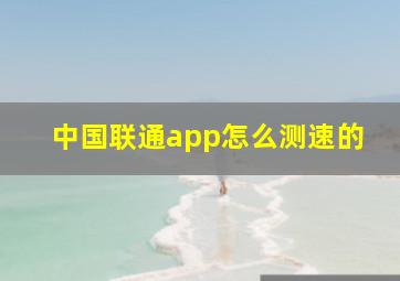 中国联通app怎么测速的