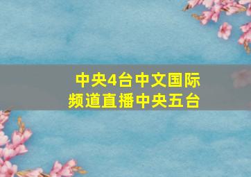 中央4台中文国际频道直播中央五台