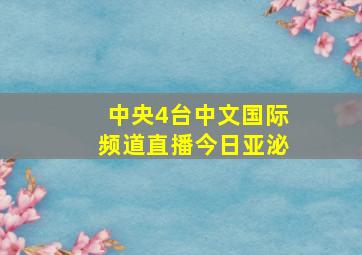 中央4台中文国际频道直播今日亚泌