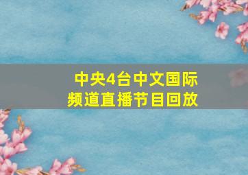 中央4台中文国际频道直播节目回放