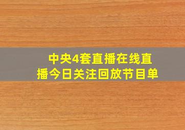 中央4套直播在线直播今日关注回放节目单