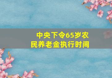 中央下令65岁农民养老金执行时间