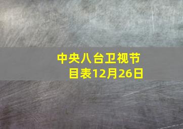 中央八台卫视节目表12月26日