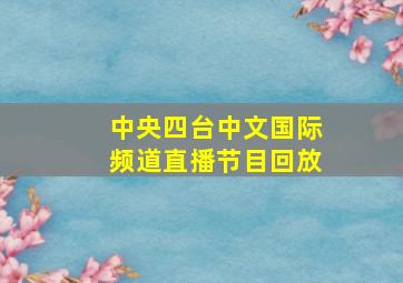 中央四台中文国际频道直播节目回放