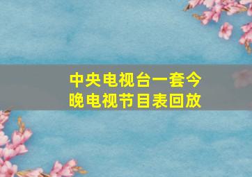 中央电视台一套今晚电视节目表回放