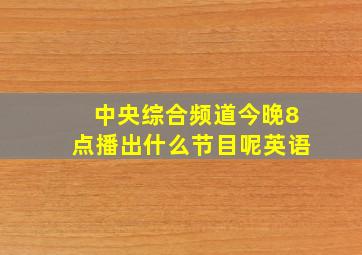 中央综合频道今晚8点播出什么节目呢英语