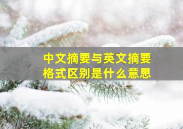 中文摘要与英文摘要格式区别是什么意思