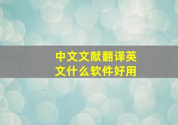 中文文献翻译英文什么软件好用