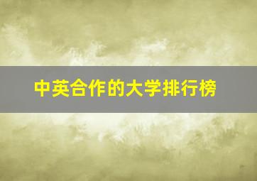 中英合作的大学排行榜