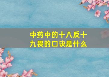 中药中的十八反十九畏的口诀是什么