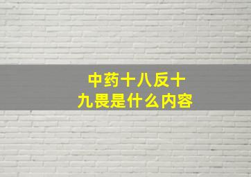 中药十八反十九畏是什么内容