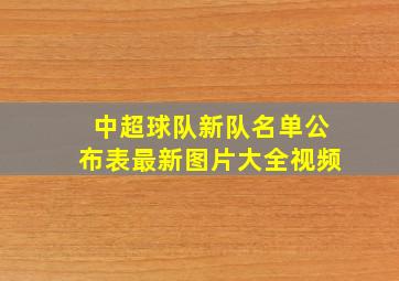 中超球队新队名单公布表最新图片大全视频